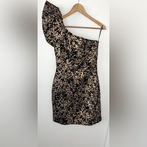 miss selfridge one shoulder dress Miss Selfridge Premium + Sequin One Shoulder Long Sleeve Mini Dress in Blue Check